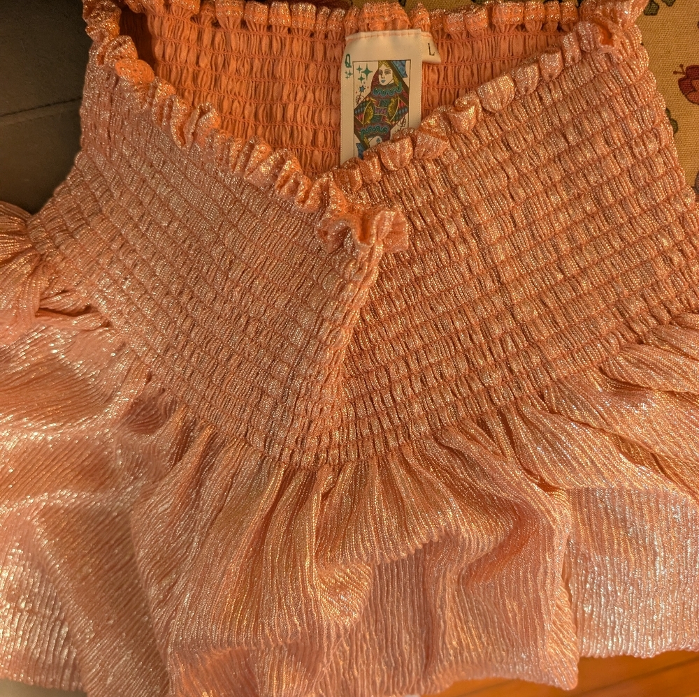 Queen Of Sparkles Metallic Pink Swing Shorts Large